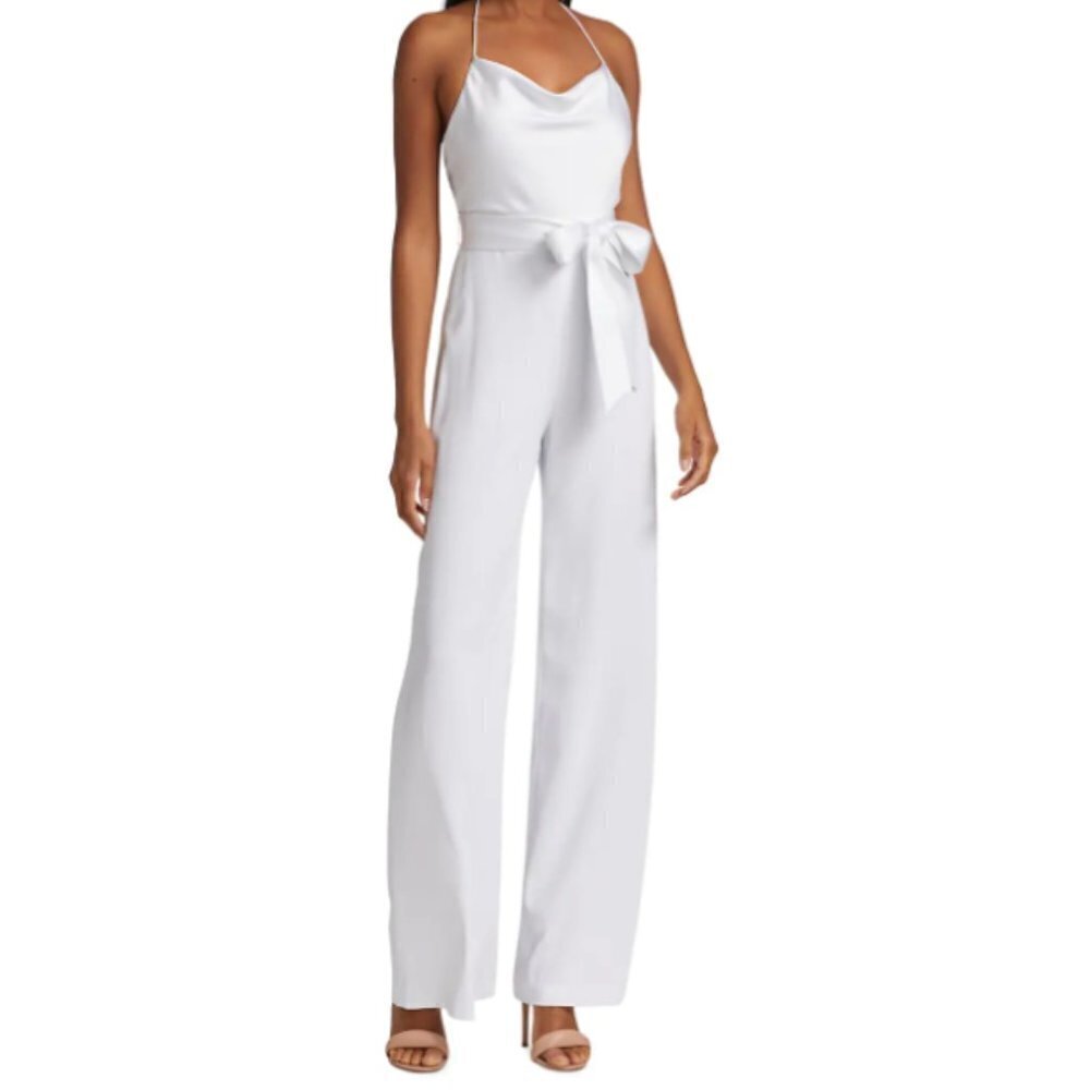 Alice + Olivia Primrose Halter White Jumpsuit Size 6
